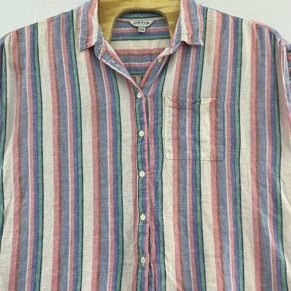 Orvis Tops - Orvis Striped Linen Blend Sleeveless Button Front‎ Shirt XL Multicolor Summer